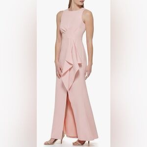 Eliza J Ruffle Drape Sleeveless Maxi Dress Evening Gown Size 6 Wedding Guest